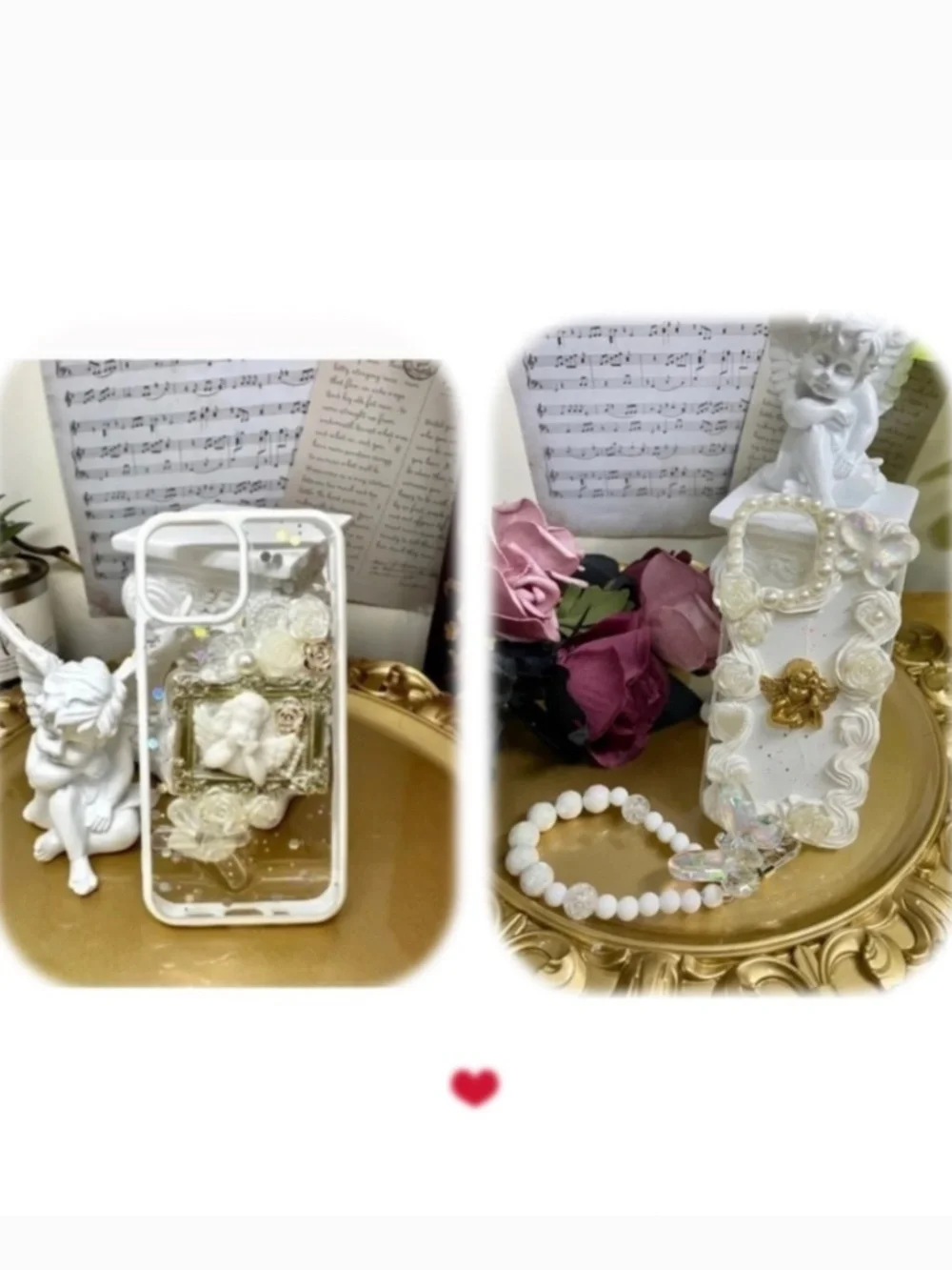 2 items.iPhone 13mini Baroque angel iPhone Case, Handmade iPhone case